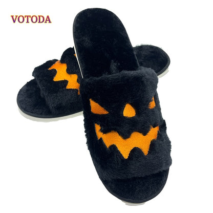 Fuzzy Pumpkin Slippers