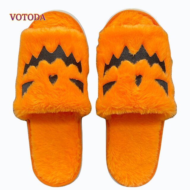 Fuzzy Pumpkin Slippers