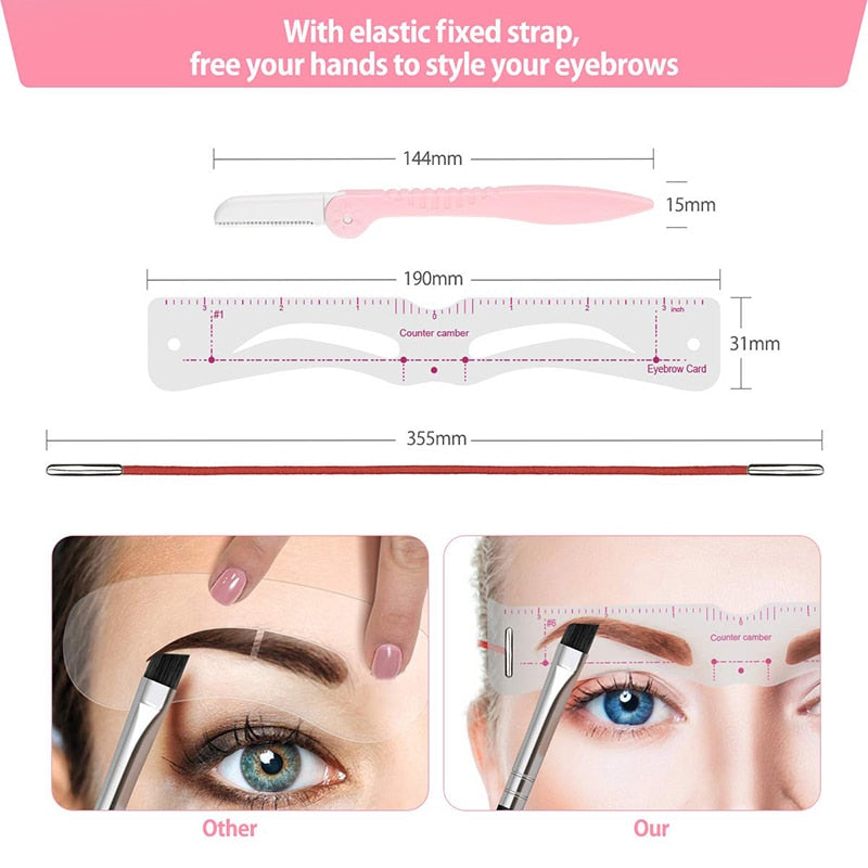 12Styles Reusable DIY Eyebrow Stencil Set