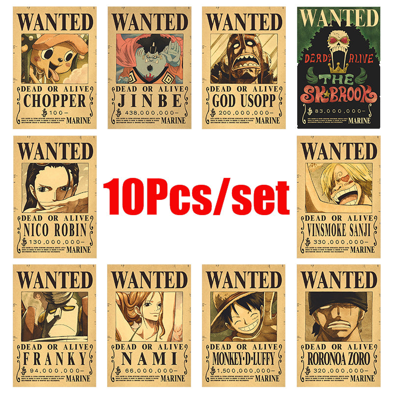 10Pcs/set One Piece Anime Vintage Posters